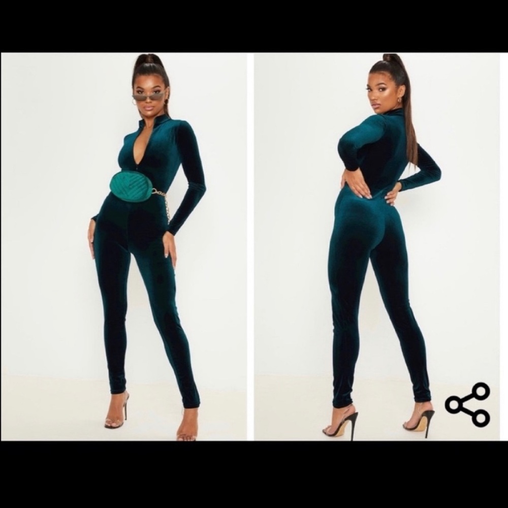 Velvet green jumpsuit